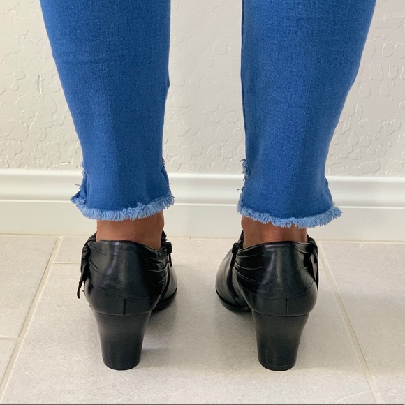 Black Leather Mary Jane Shootie Ankle Bootie - Picture 4 of 7